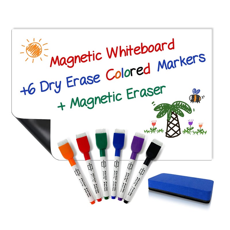 Scribbledo Magnetic Fridge Whiteboard Sheet for Kitchen Refrigerator - Dry Erase Magnetic White Board Organizer & Planner 11"x17" Strong Magnet Includes 6 Markers and Big Eraser - Image 2